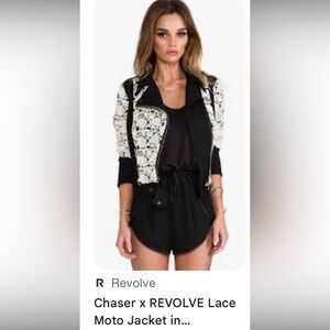 Chaser Black & cream Lace Moto Jacket so hot small shop revolve sexy motorcyle